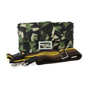 Fendi Mamma Bucket camouflage Shoulder Bag green beige Black